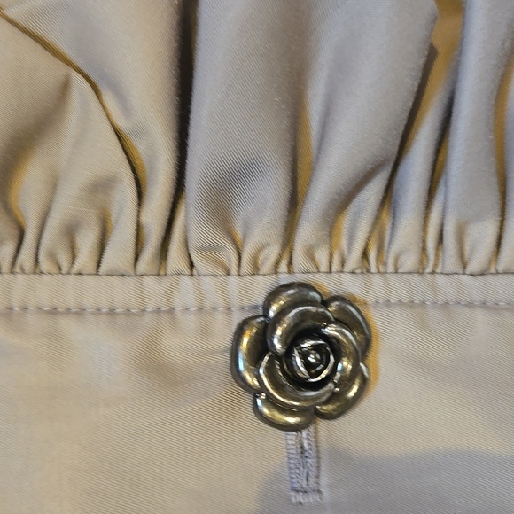 Betsey Johnson Unique Tan/Taupe Ruffle Accent Trench Coat - Picture 2 of 11